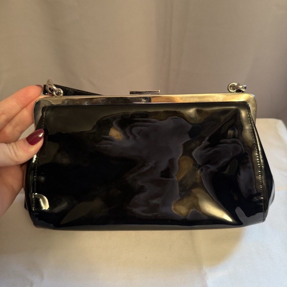 Rare Vintage Coach 2001 Black Patent Leather Shoulder Evening Bag Clutch Purse - Picture 4 of 14